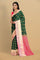 DARK GREEN and PINK BUTTIS SILK BLEND Saree with SEMI PATTU