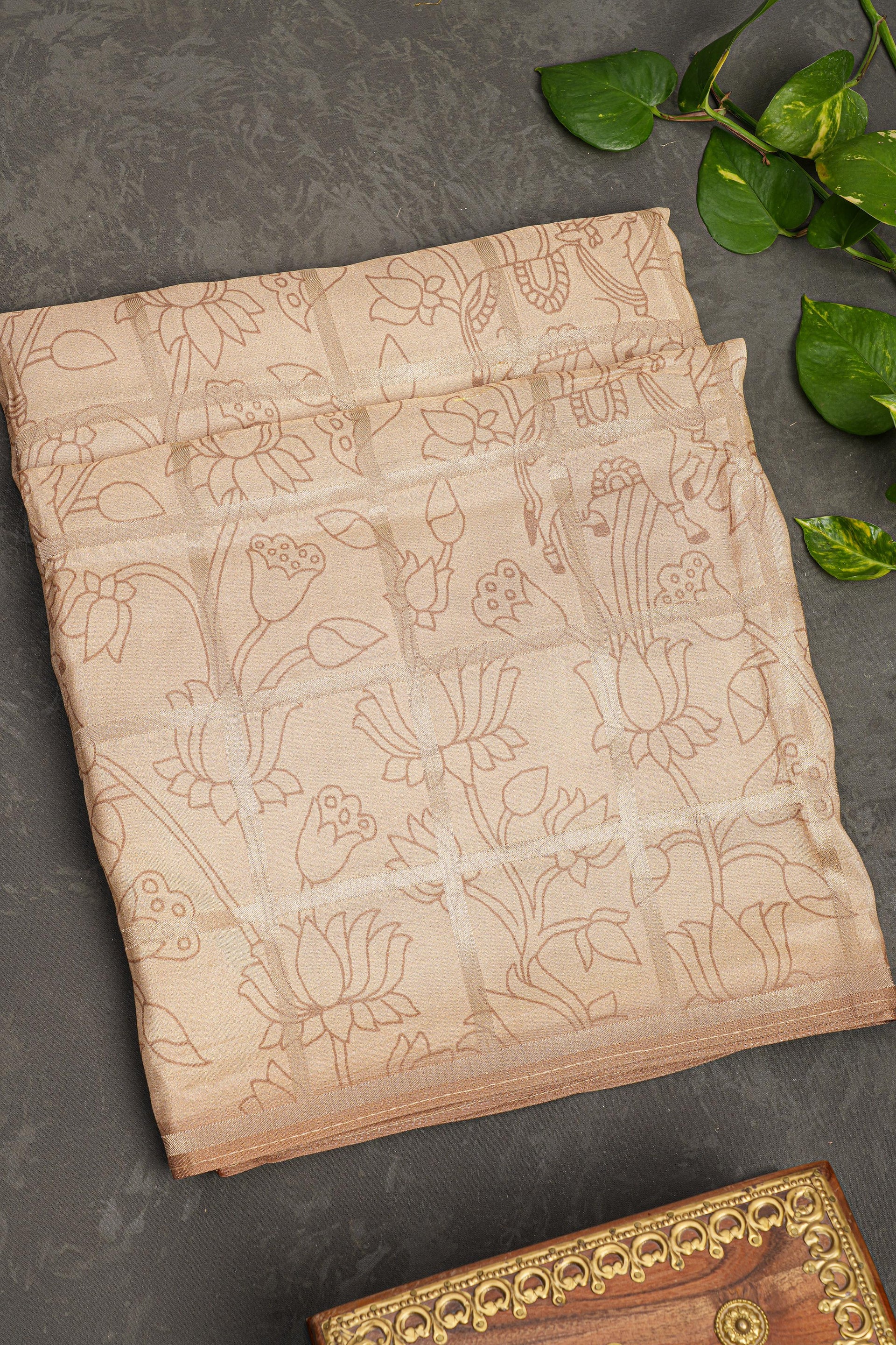 GREEN and DARK PINK DIGITAL PRINT SILK Saree with BANARASI FANCY