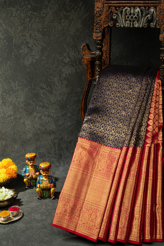 Kancheepuram Silk Navy Blue Saree