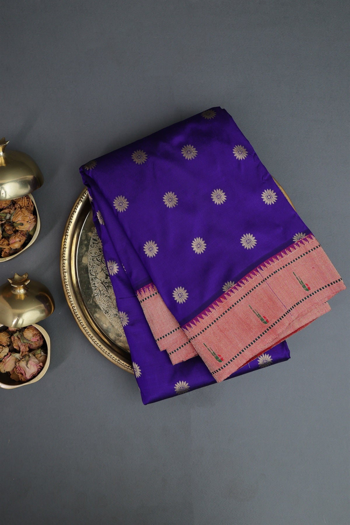 Paithani Silk Royal Blue Saree