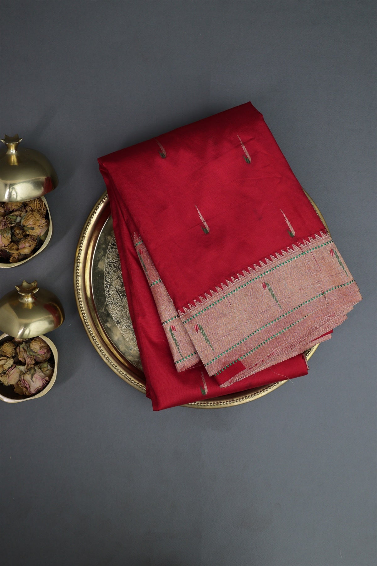 Paithani Silk Red Saree