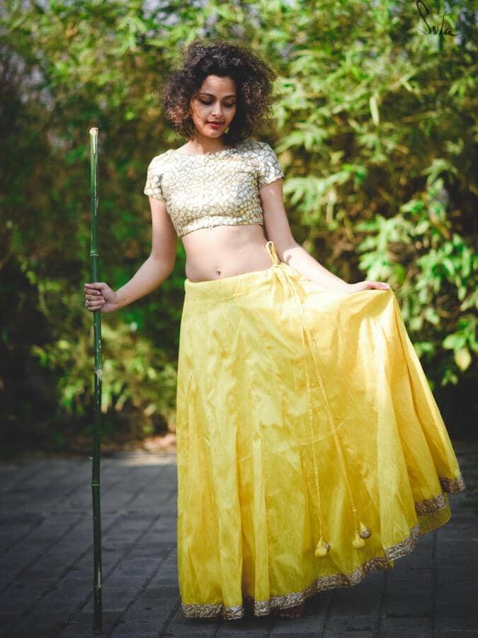 Yummy Yellow Raw Silk Skirt