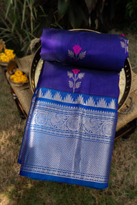 Varamahalakshmi Navy Blue & Teal Blue Kuppadam Buttis Saree