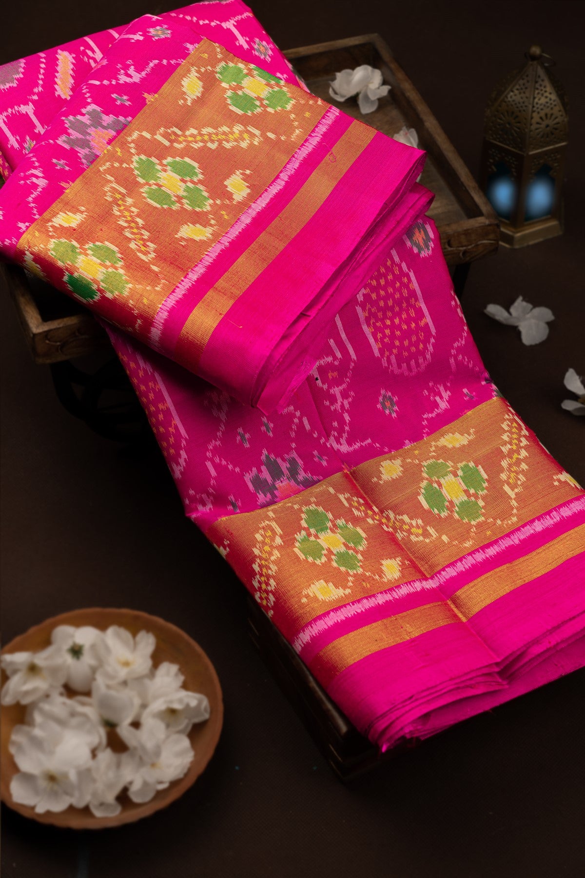 Mandir Pink & Purple Patan Patola Ikat Saree