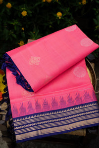 Varamahalakshmi Rose Pink & Navy Blue Kuppadam Motifs Saree