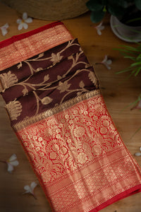 Mandir Brown & Maroon Fancy Jaal Saree